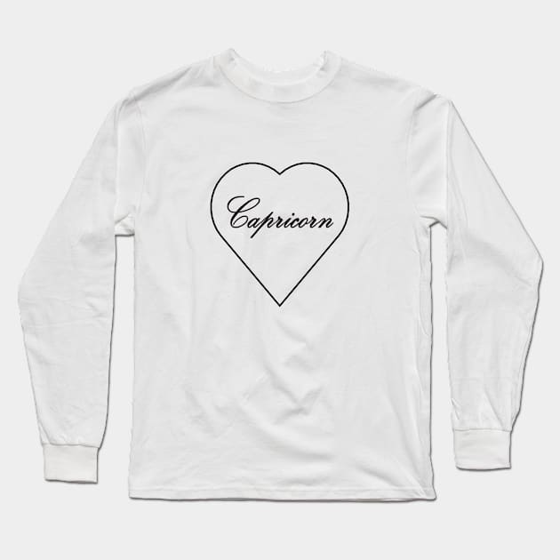 Capricorn Zodiac Heart Long Sleeve T-Shirt by Steph Elle